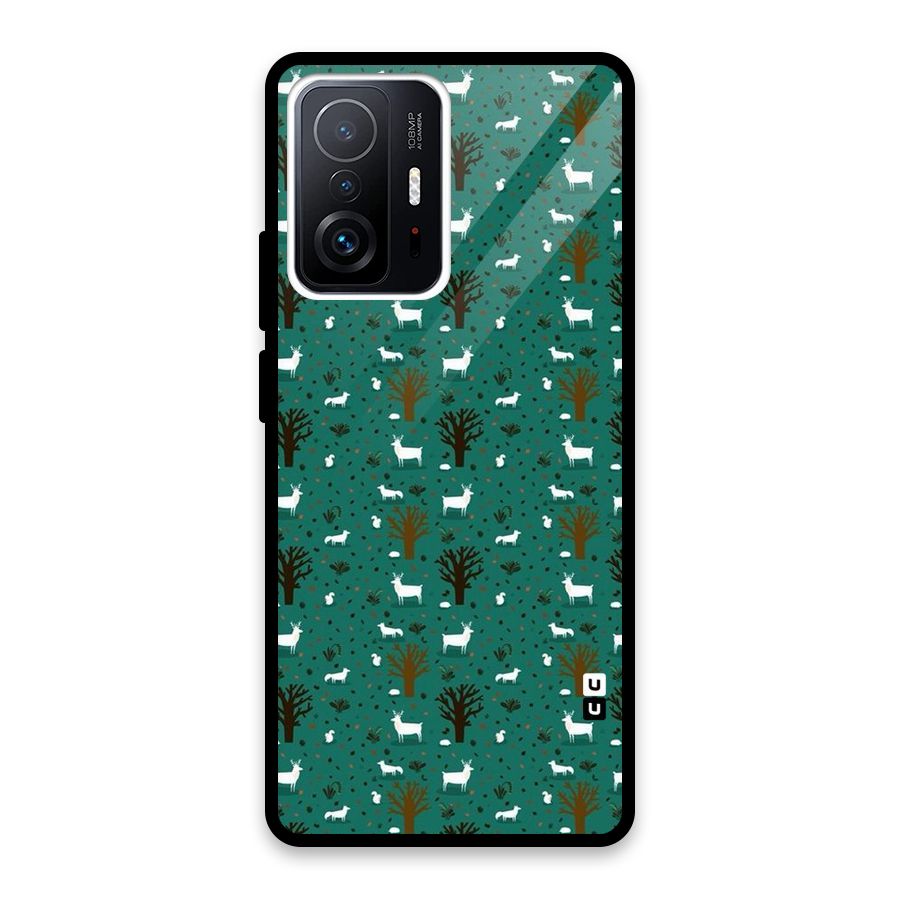 Animal Grass Pattern Glass Back Case for Xiaomi 11T Pro