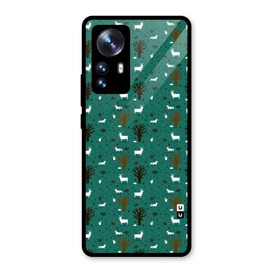 Animal Grass Pattern Glass Back Case for Xiaomi 12 Pro