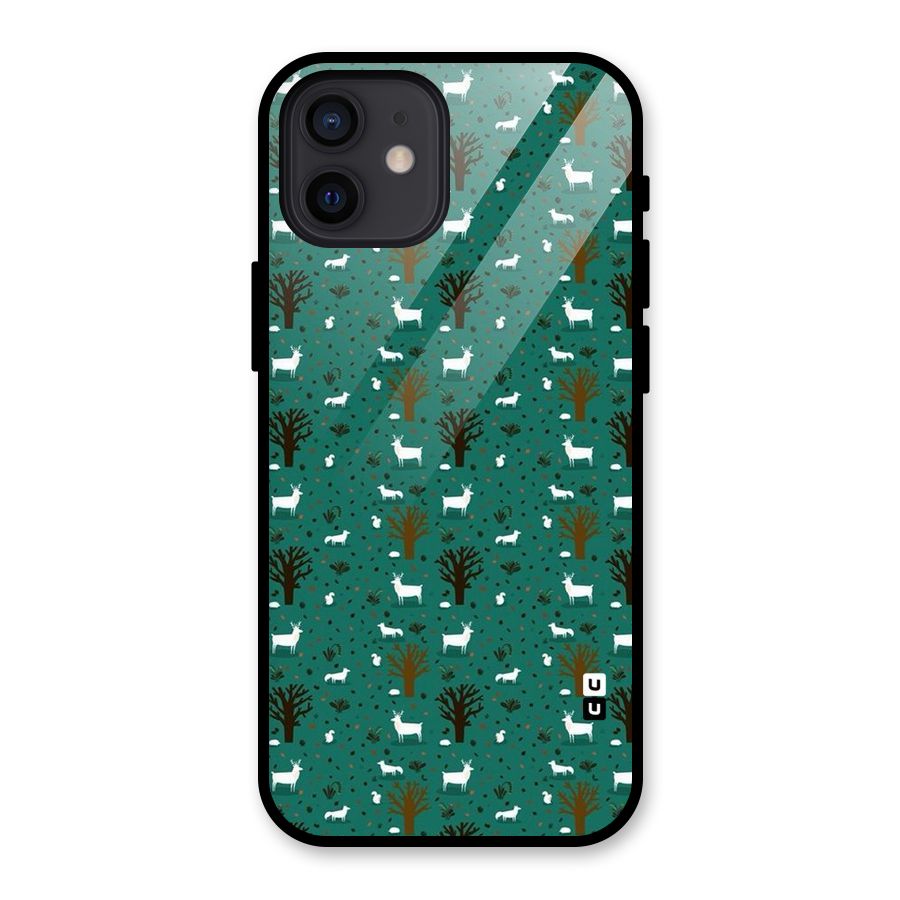 Animal Grass Pattern Glass Back Case for iPhone 12