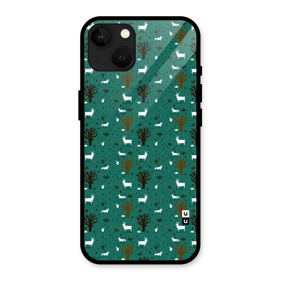Animal Grass Pattern Glass Back Case for iPhone 13