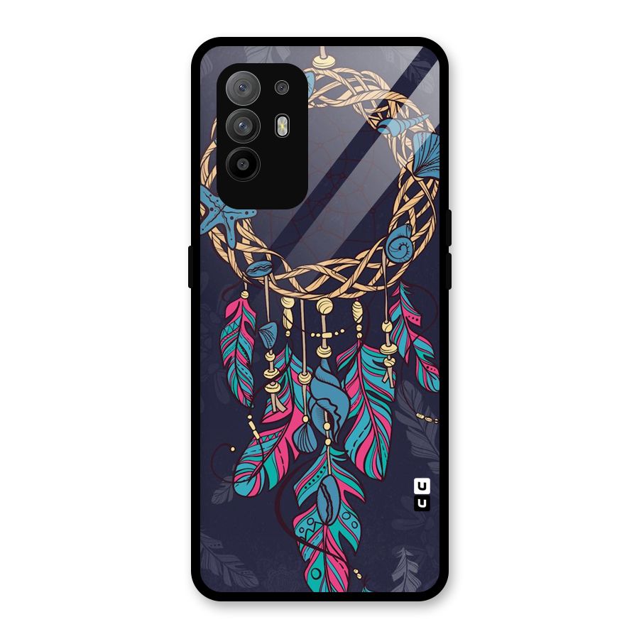 Animated Dream Catcher Glass Back Case for Oppo F19 Pro Plus 5G