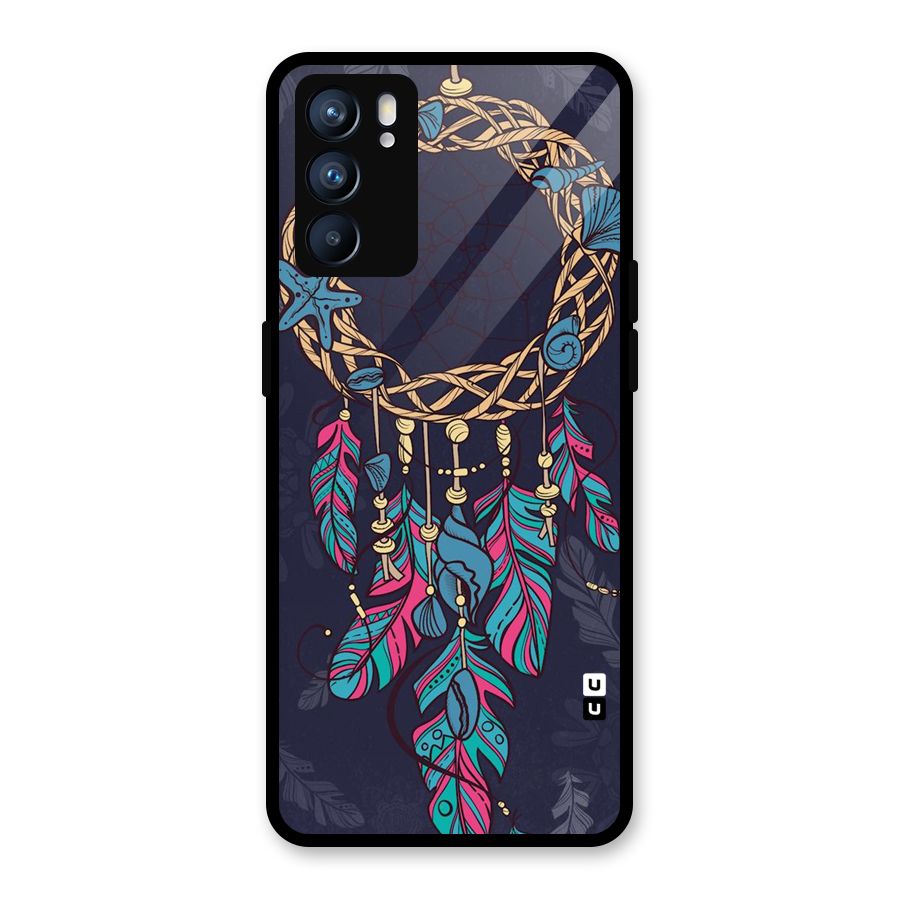Animated Dream Catcher Glass Back Case for Oppo Reno6 5G