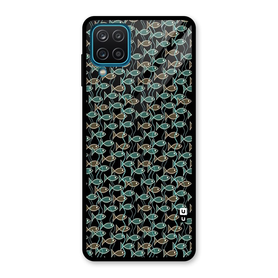 Animated Fishes Art Pattern Glass Back Case for Galaxy A12