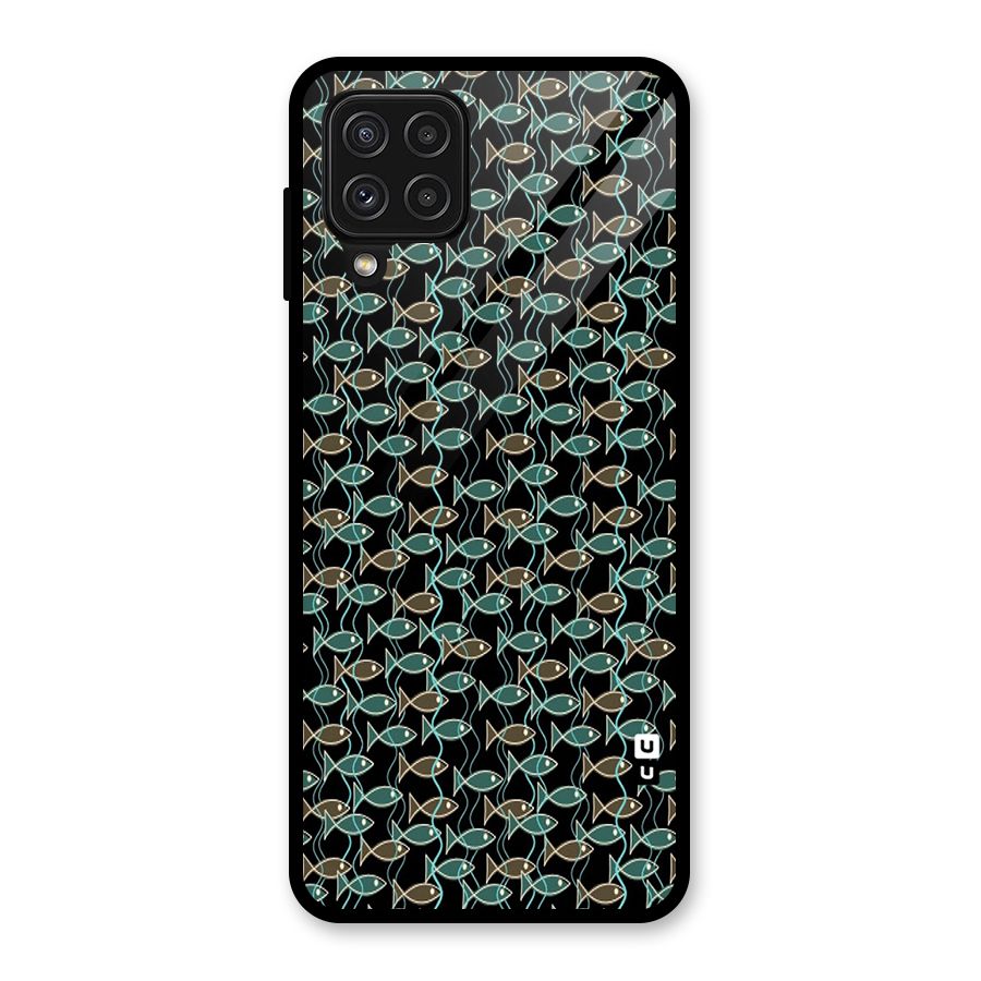 Animated Fishes Art Pattern Glass Back Case for Galaxy A22 4G