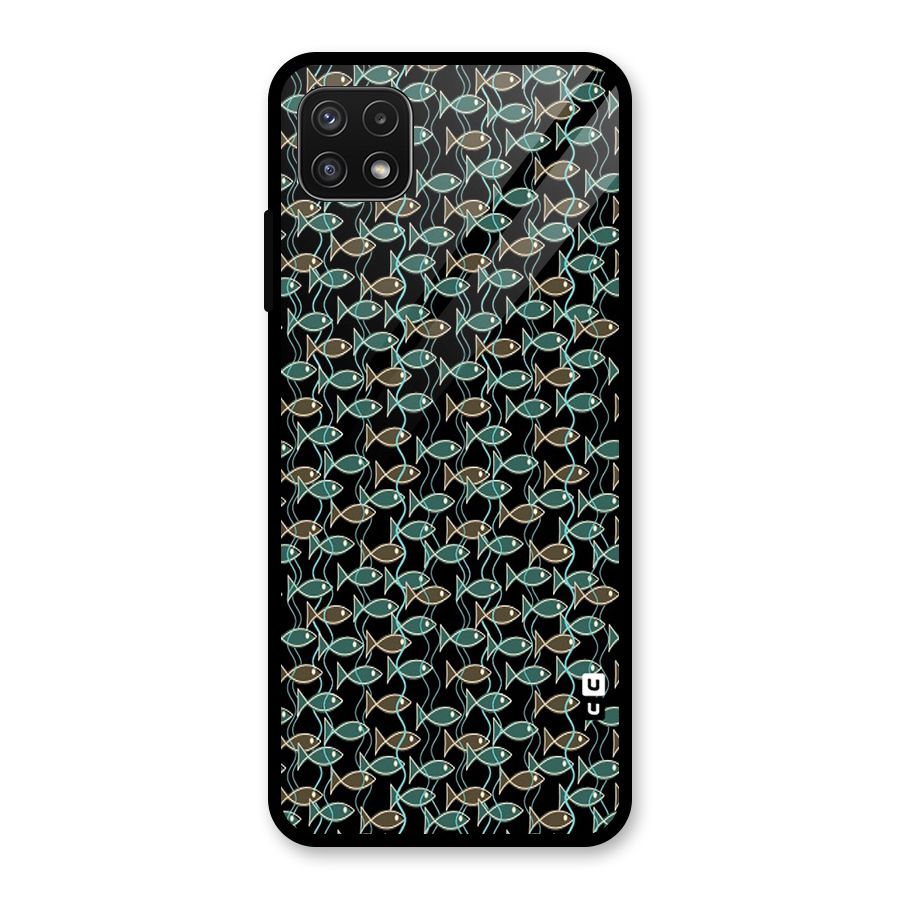 Animated Fishes Art Pattern Glass Back Case for Galaxy A22 5G
