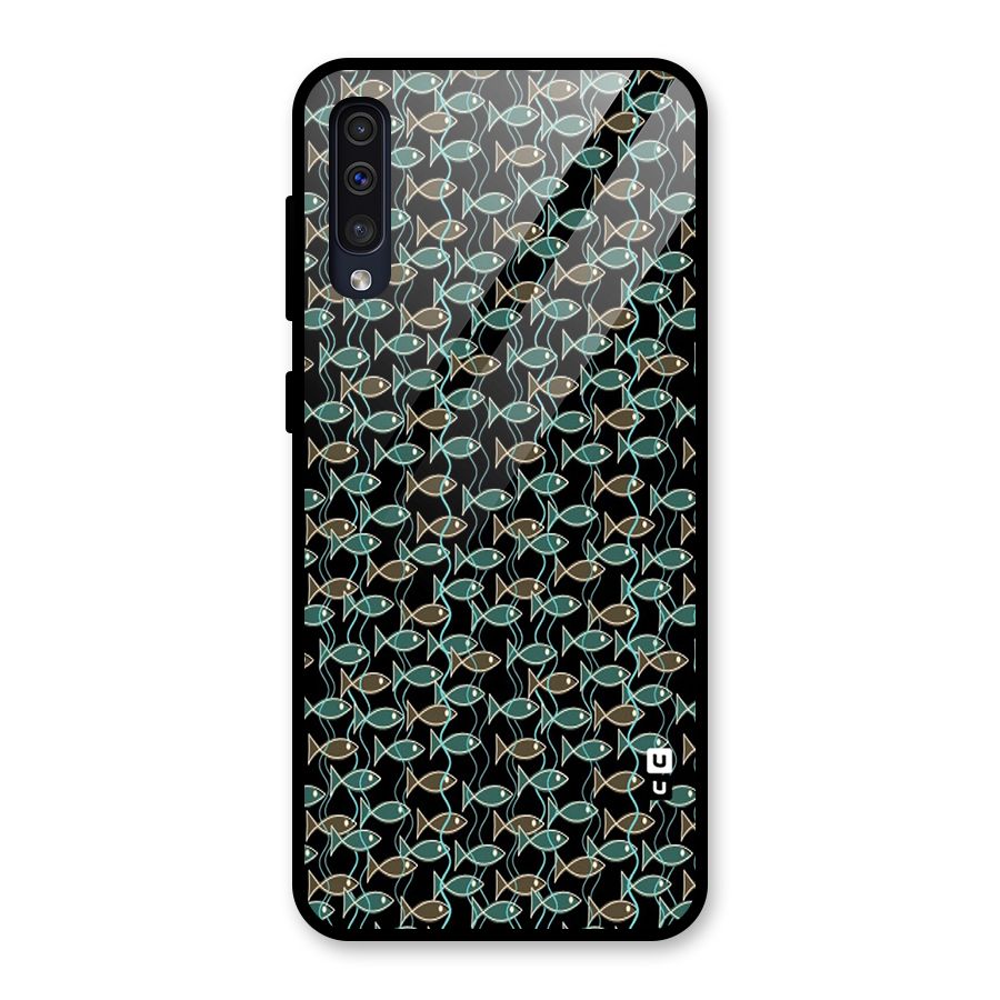 Animated Fishes Art Pattern Glass Back Case for Galaxy A30s