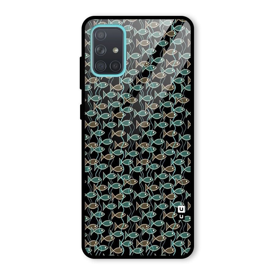Animated Fishes Art Pattern Glass Back Case for Galaxy A71