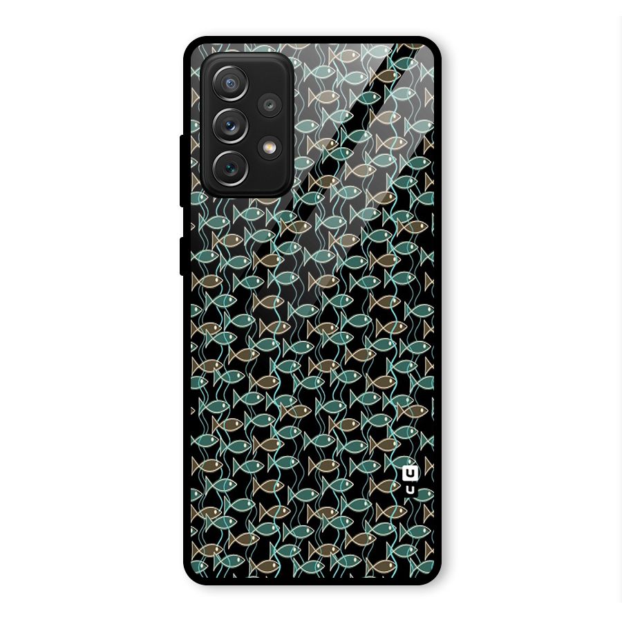 Animated Fishes Art Pattern Glass Back Case for Galaxy A72