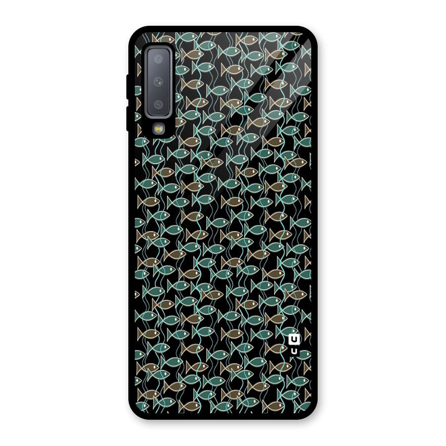 Animated Fishes Art Pattern Glass Back Case for Galaxy A7 (2018)