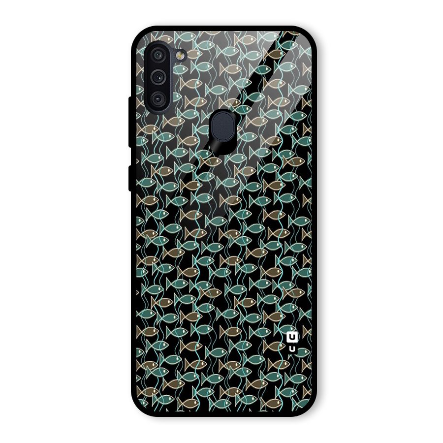 Animated Fishes Art Pattern Glass Back Case for Galaxy M11