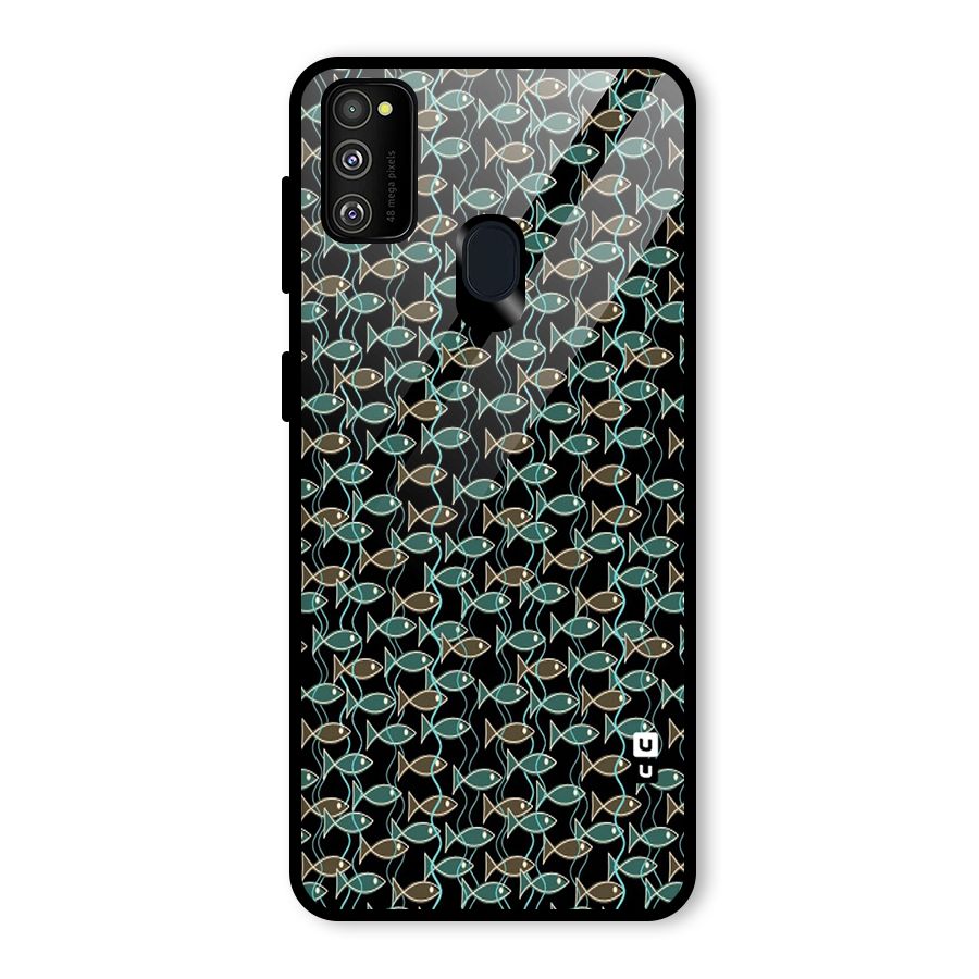 Animated Fishes Art Pattern Glass Back Case for Galaxy M30s