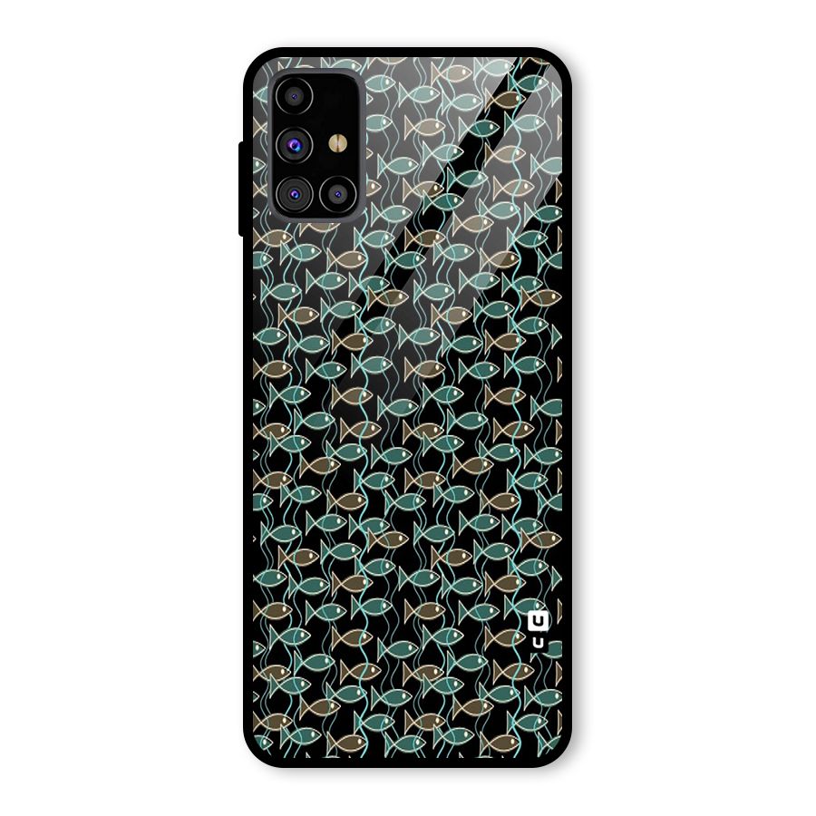 Animated Fishes Art Pattern Glass Back Case for Galaxy M31s