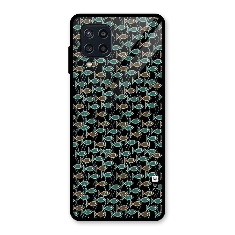 Animated Fishes Art Pattern Glass Back Case for Galaxy M32