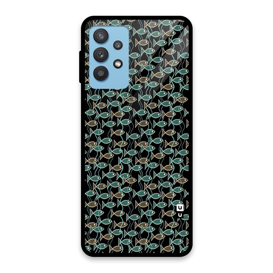Animated Fishes Art Pattern Glass Back Case for Galaxy M32 5G