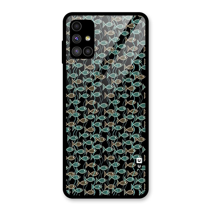 Animated Fishes Art Pattern Glass Back Case for Galaxy M51