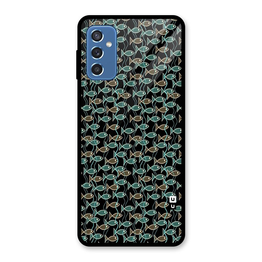 Animated Fishes Art Pattern Glass Back Case for Galaxy M52 5G
