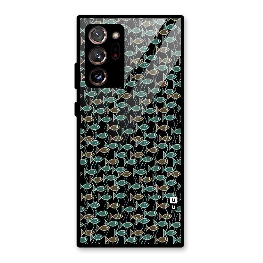 Animated Fishes Art Pattern Glass Back Case for Galaxy Note 20 Ultra