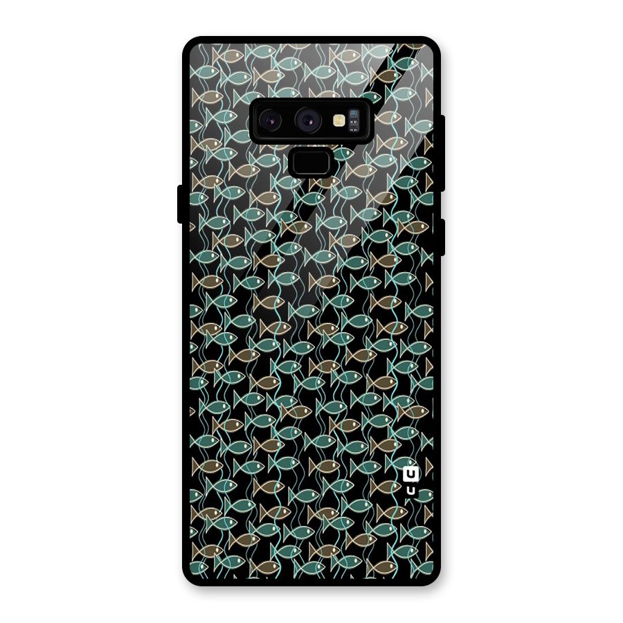 Animated Fishes Art Pattern Glass Back Case for Galaxy Note 9
