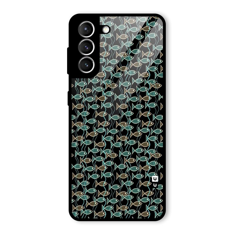 Animated Fishes Art Pattern Glass Back Case for Galaxy S21 5G