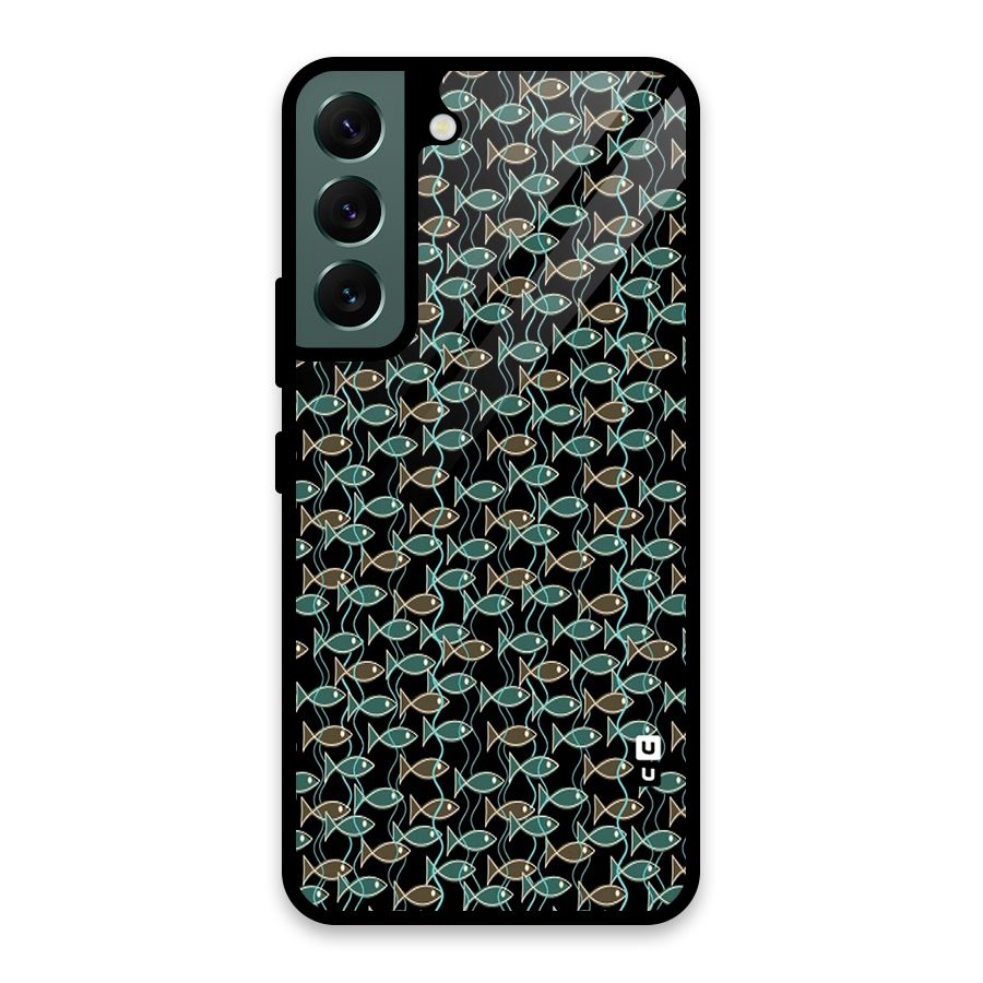 Animated Fishes Art Pattern Glass Back Case for Galaxy S22 5G