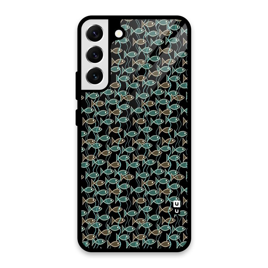 Animated Fishes Art Pattern Glass Back Case for Galaxy S22 Plus 5G