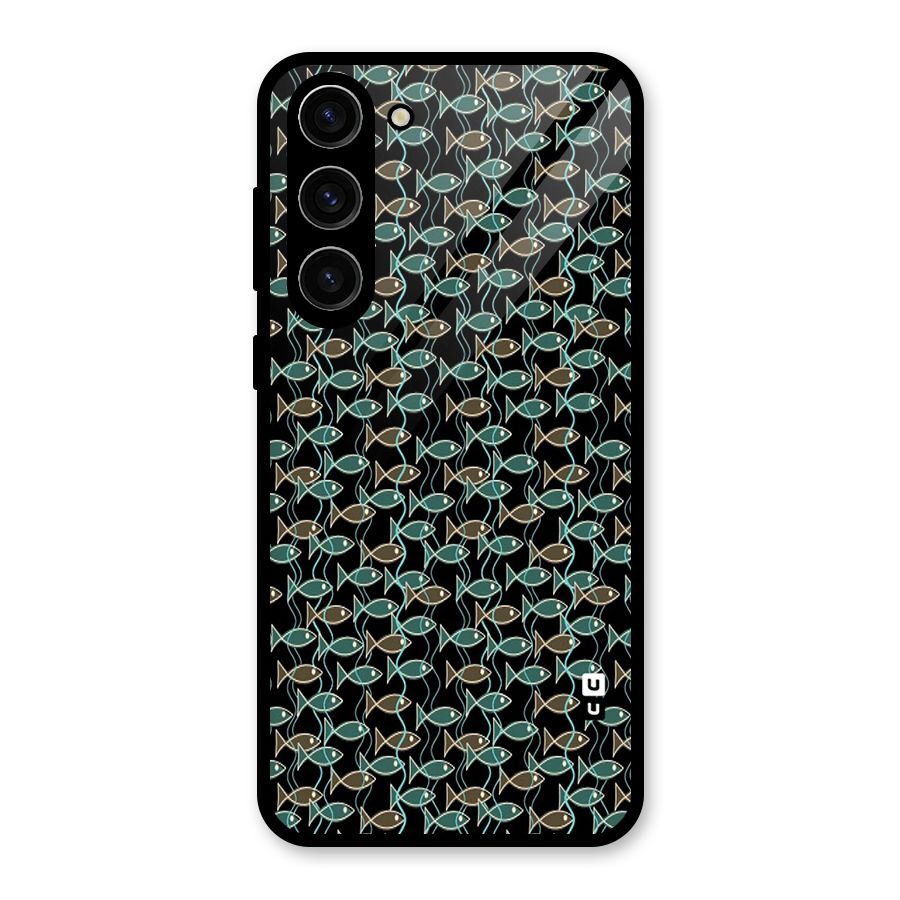 Animated Fishes Art Pattern Glass Back Case for Galaxy S23 Plus