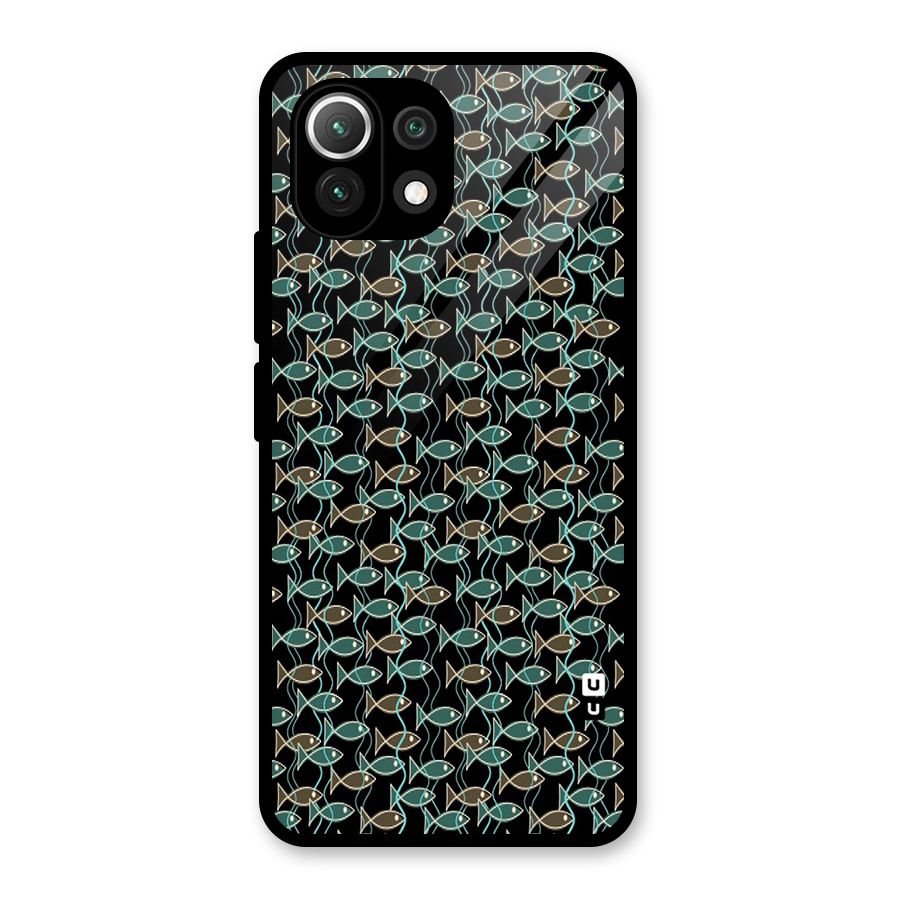 Animated Fishes Art Pattern Glass Back Case for Mi 11 Lite NE 5G