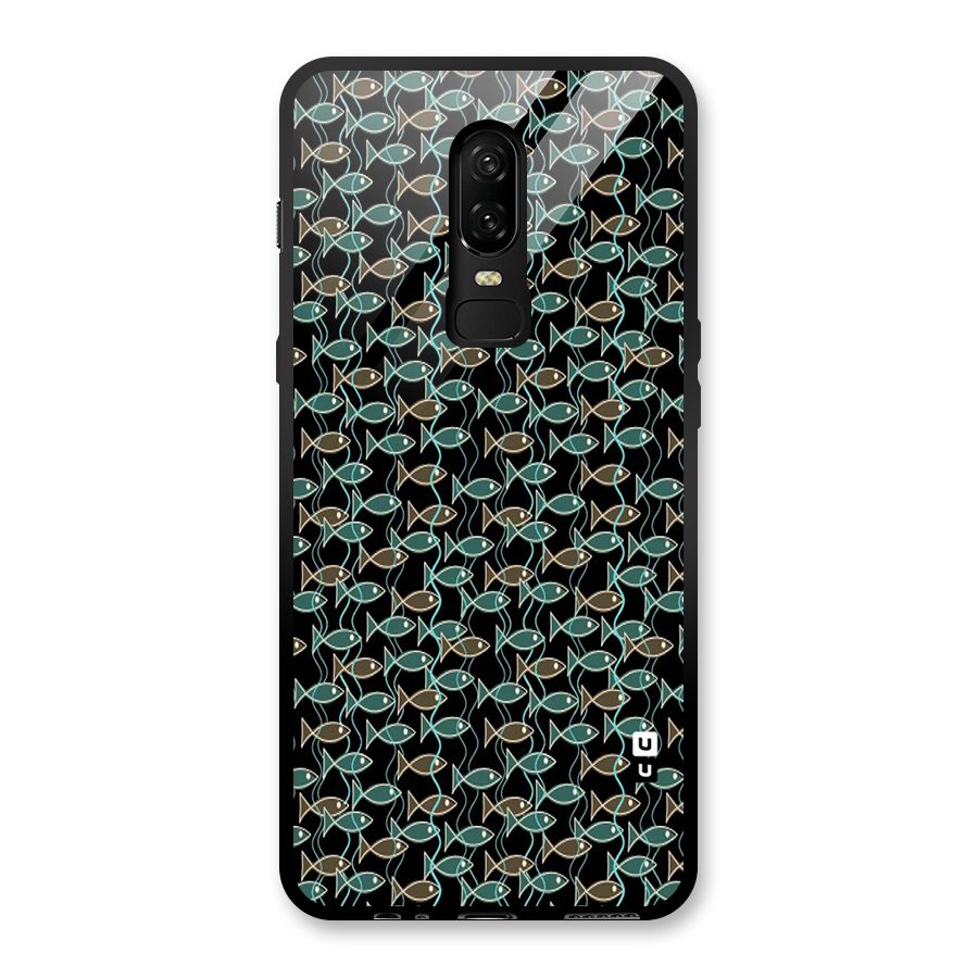 Animated Fishes Art Pattern Glass Back Case for OnePlus 6