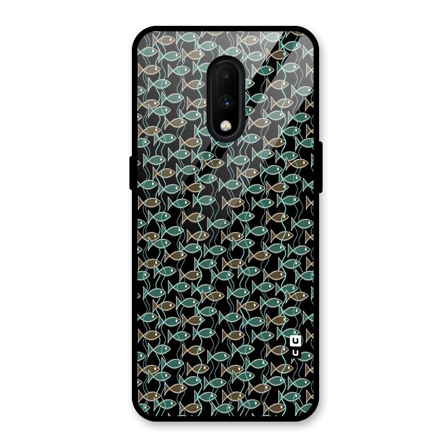 Animated Fishes Art Pattern Glass Back Case for OnePlus 7