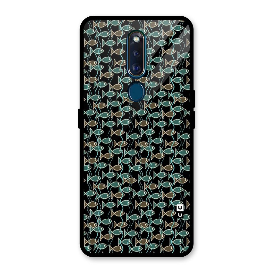 Animated Fishes Art Pattern Glass Back Case for Oppo F11 Pro