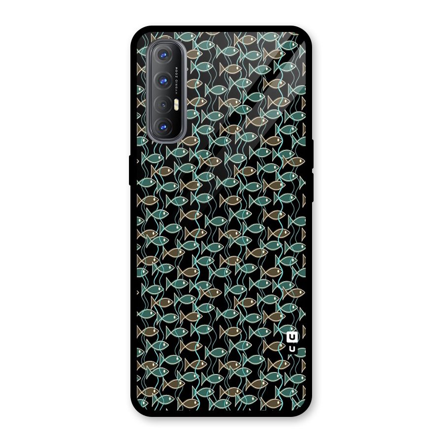 Animated Fishes Art Pattern Glass Back Case for Oppo Reno3 Pro