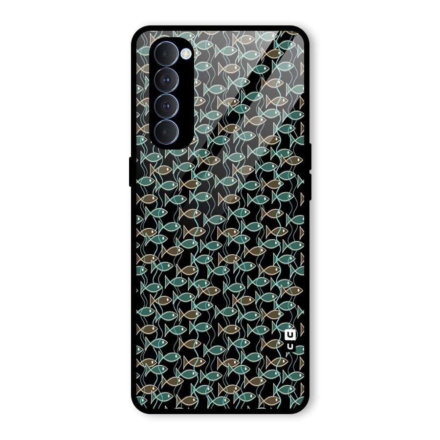 Animated Fishes Art Pattern Glass Back Case for Oppo Reno4 Pro