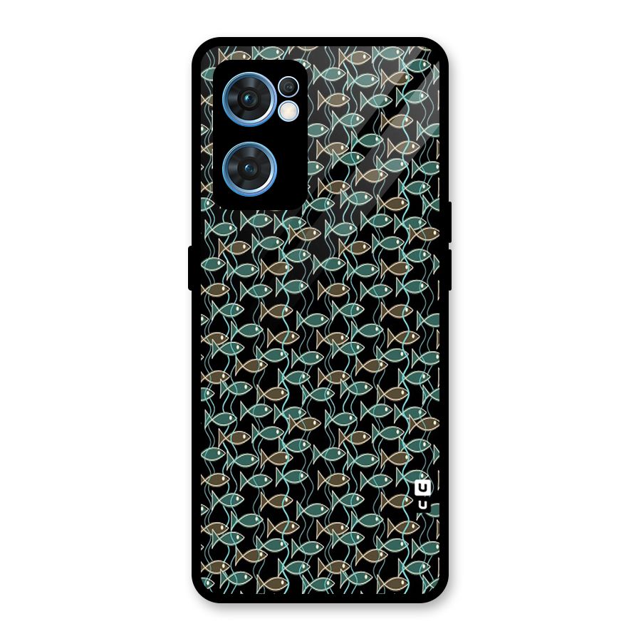 Animated Fishes Art Pattern Glass Back Case for Oppo Reno7 5G