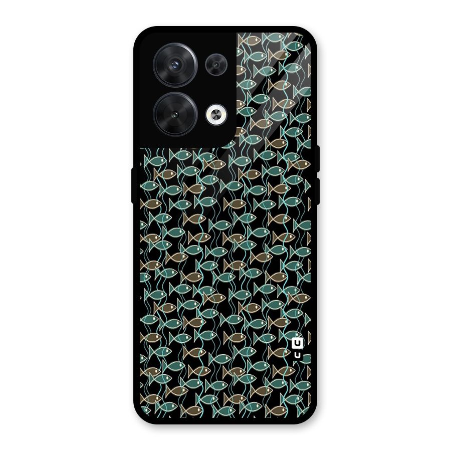 Animated Fishes Art Pattern Glass Back Case for Oppo Reno8 5G