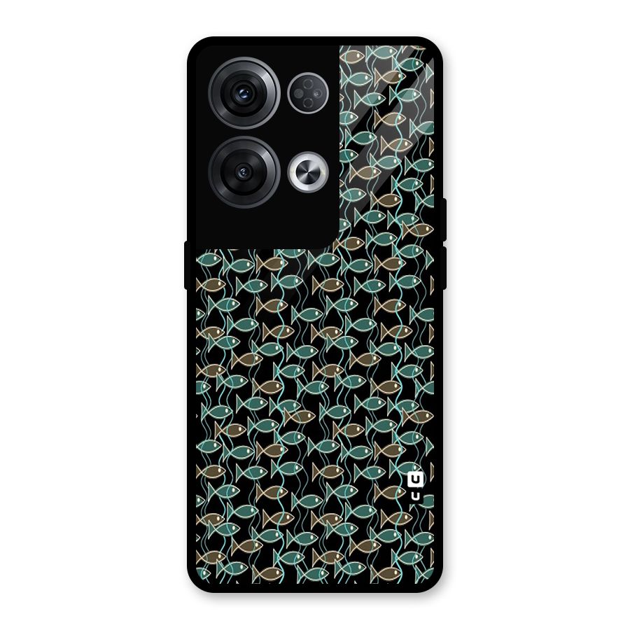 Animated Fishes Art Pattern Glass Back Case for Oppo Reno8 Pro 5G
