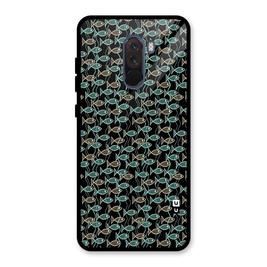 Animated Fishes Art Pattern Glass Back Case for Poco F1