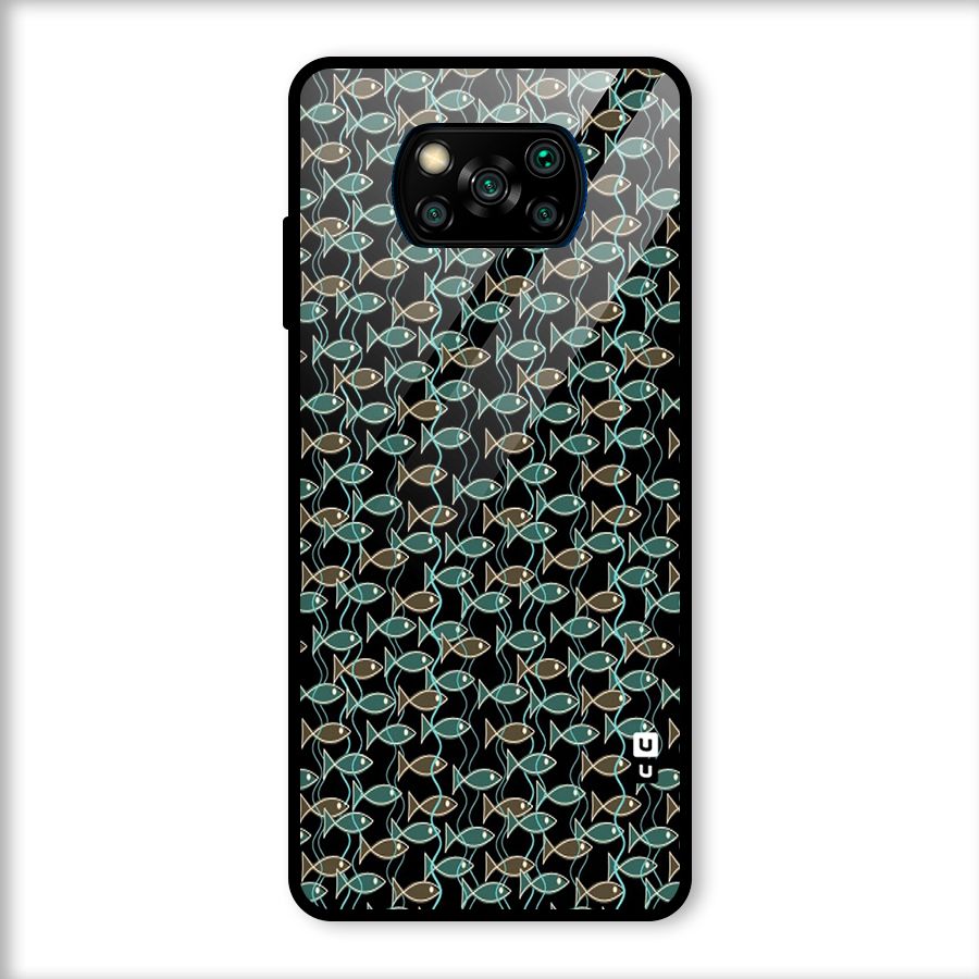 Animated Fishes Art Pattern Glass Back Case for Poco X3