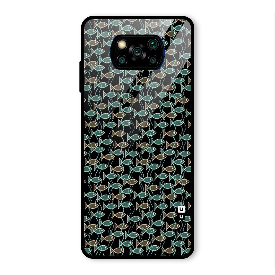 Animated Fishes Art Pattern Glass Back Case for Poco X3 Pro