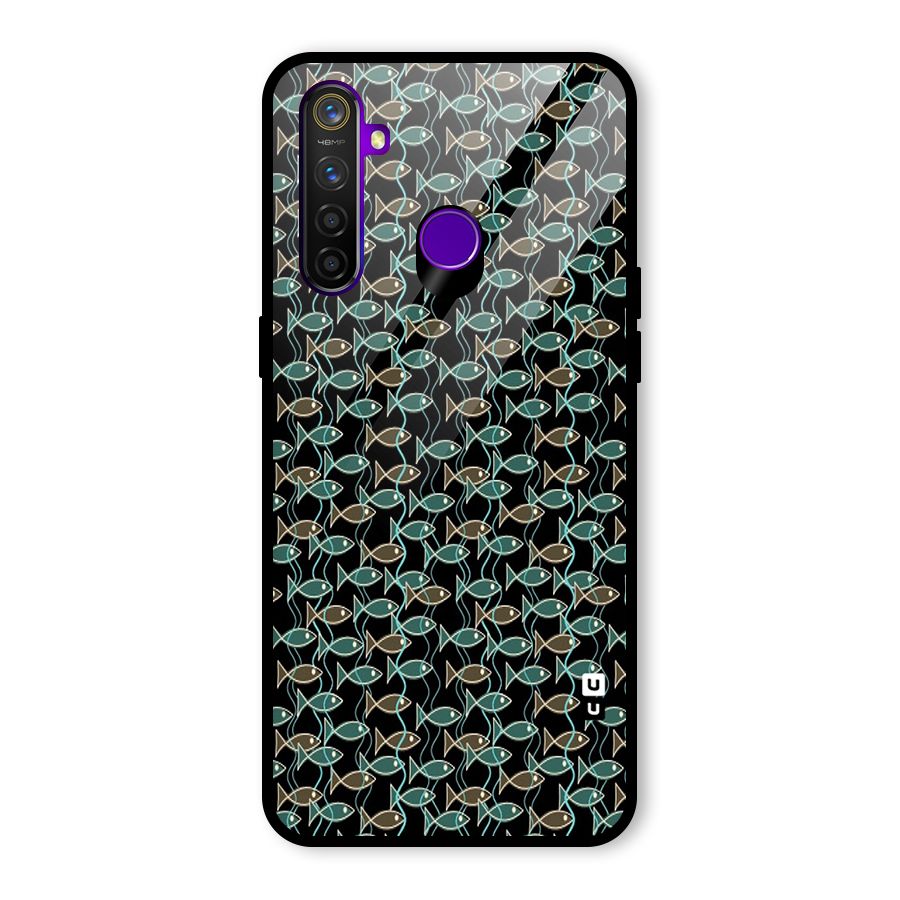 Animated Fishes Art Pattern Glass Back Case for Realme 5 Pro