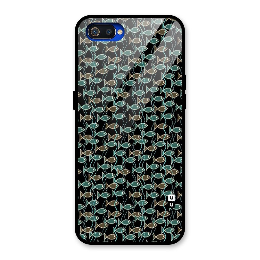 Animated Fishes Art Pattern Glass Back Case for Realme C2