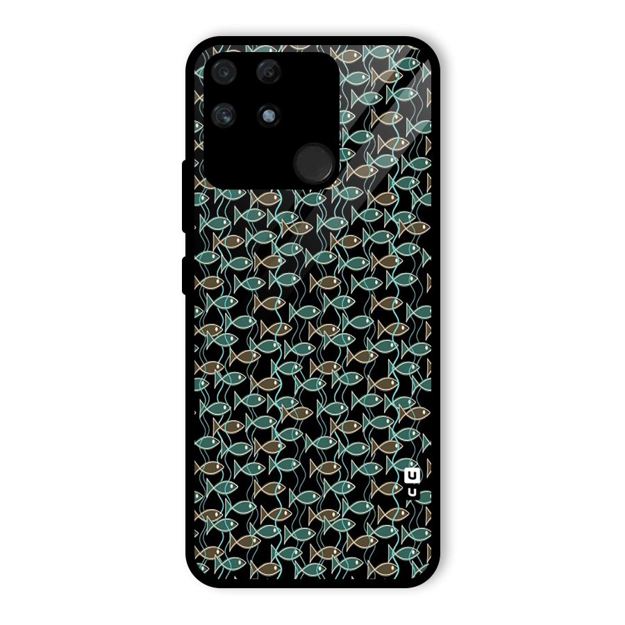 Animated Fishes Art Pattern Glass Back Case for Realme Narzo 50A