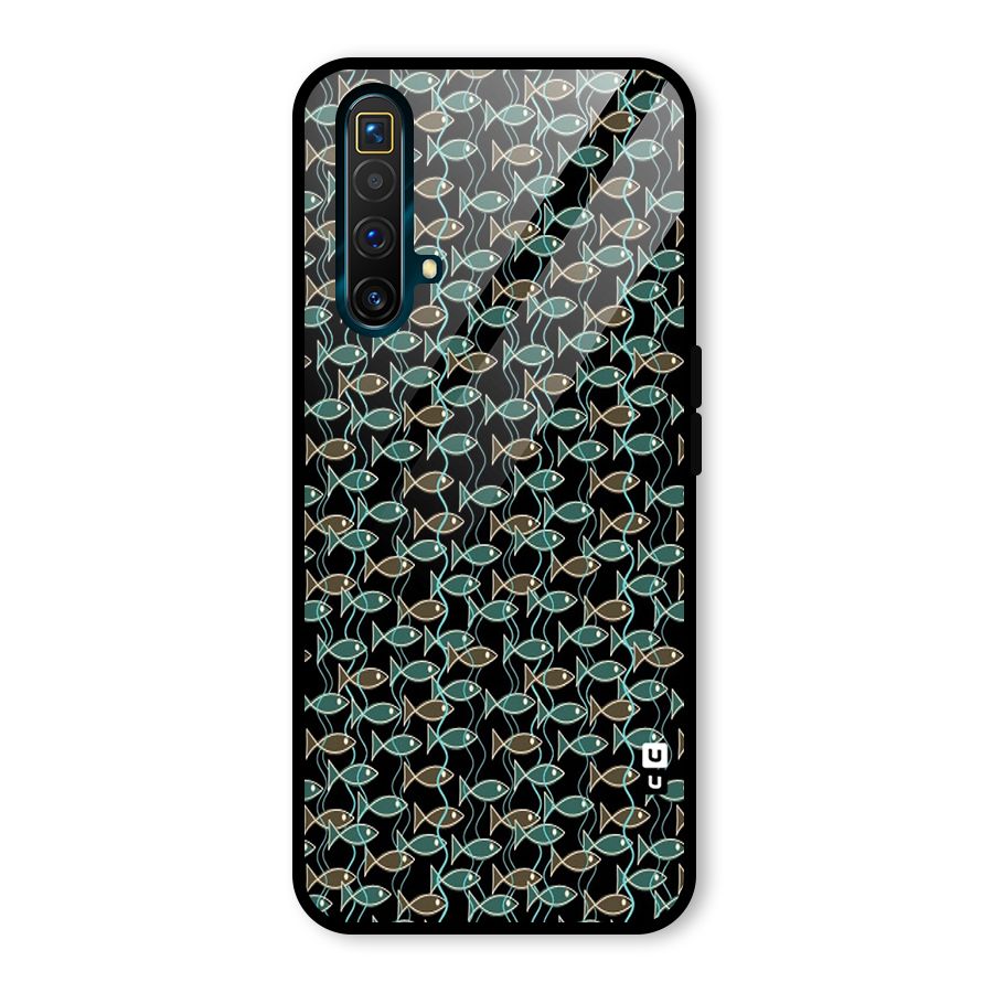 Animated Fishes Art Pattern Glass Back Case for Realme X3