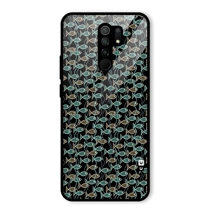Animated Fishes Art Pattern Glass Back Case for Redmi 9 Prime