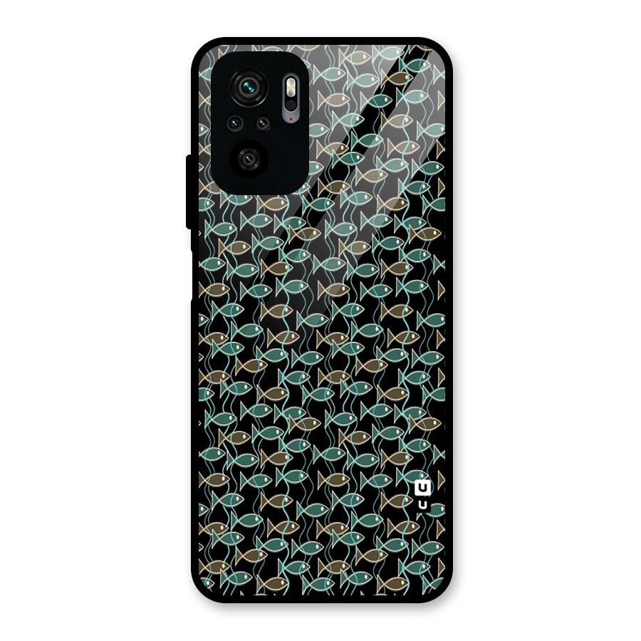 Animated Fishes Art Pattern Glass Back Case for Redmi Note 10S