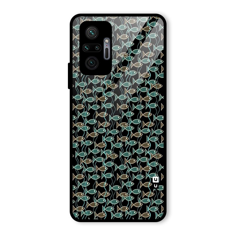 Animated Fishes Art Pattern Glass Back Case for Redmi Note 10 Pro