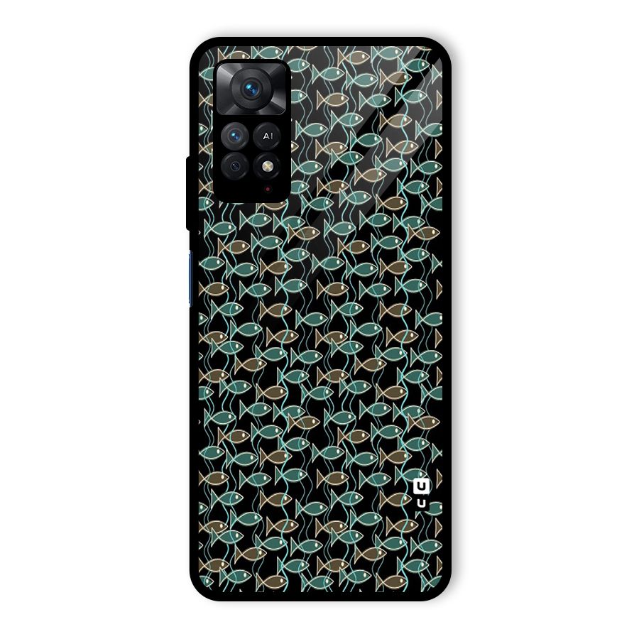 Animated Fishes Art Pattern Glass Back Case for Redmi Note 11 Pro
