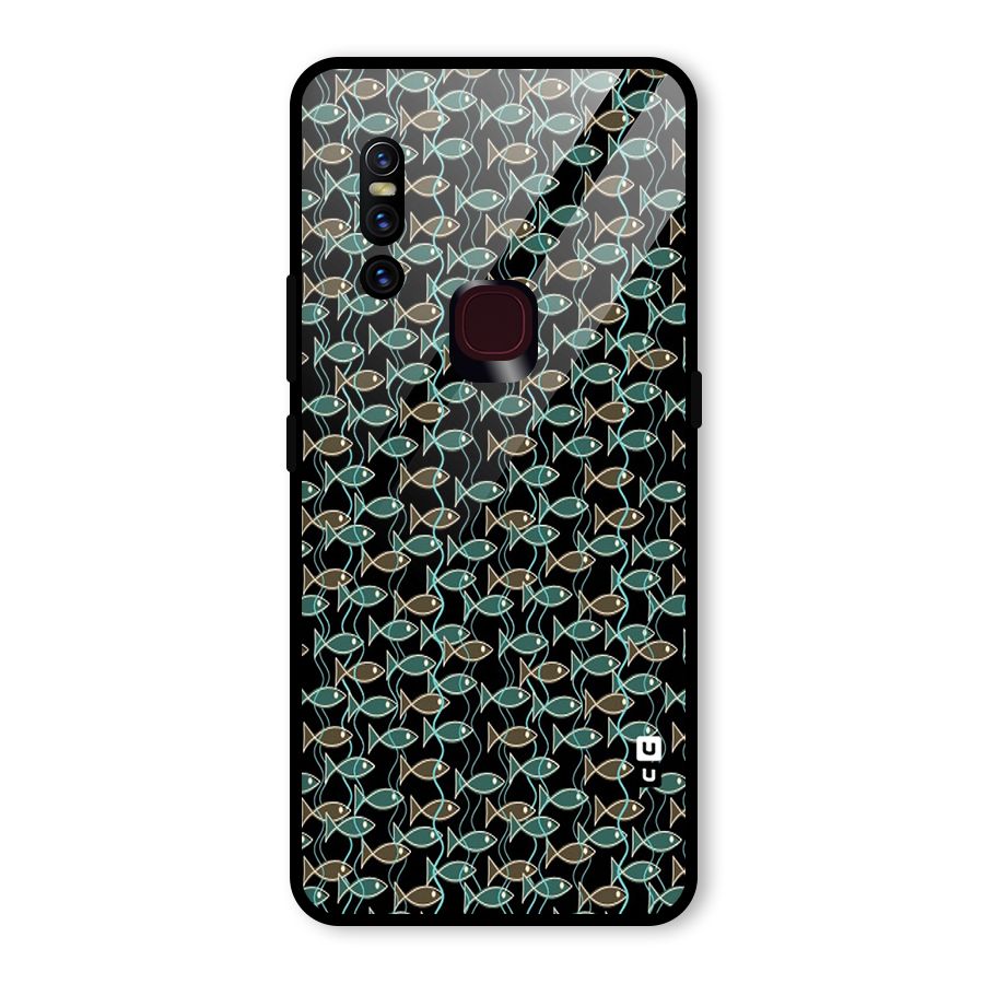 Animated Fishes Art Pattern Glass Back Case for Vivo V15