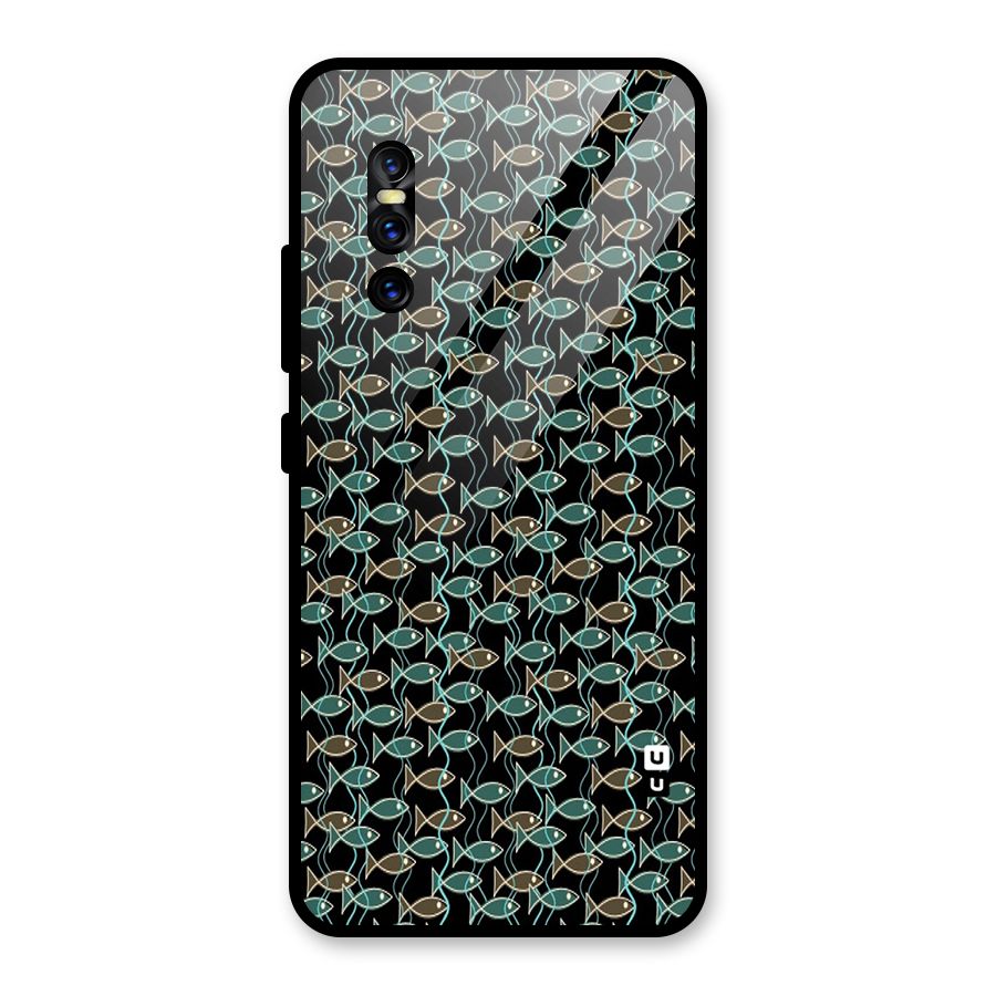 Animated Fishes Art Pattern Glass Back Case for Vivo V15 Pro