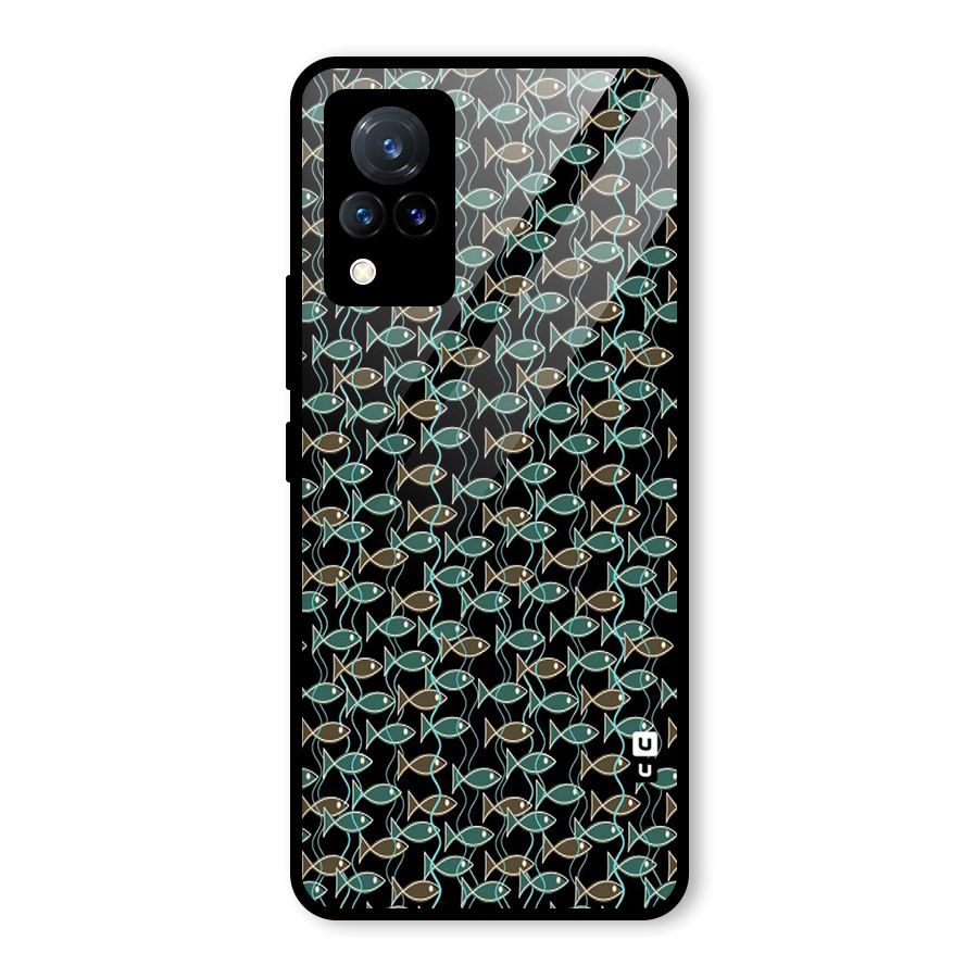 Animated Fishes Art Pattern Glass Back Case for Vivo V21 5G