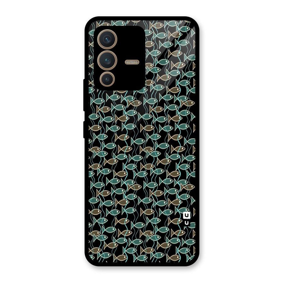 Animated Fishes Art Pattern Glass Back Case for Vivo V23 5G